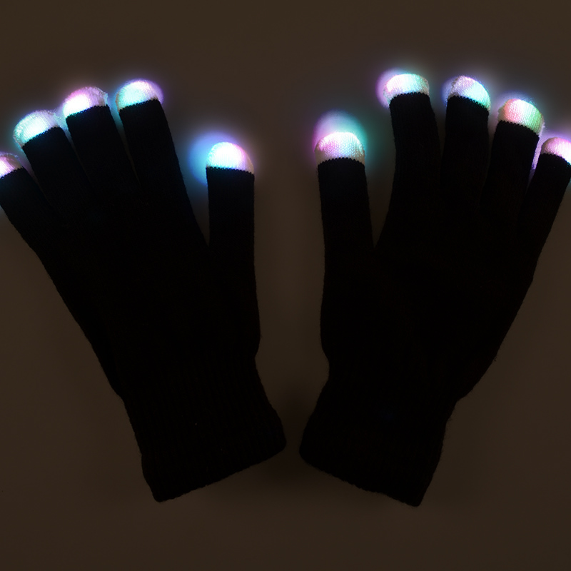 Gloves - Black Moonlight Mitts Multicolor LED (pair)
